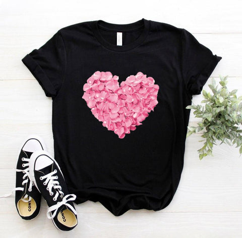 pink heart flower T-shirt