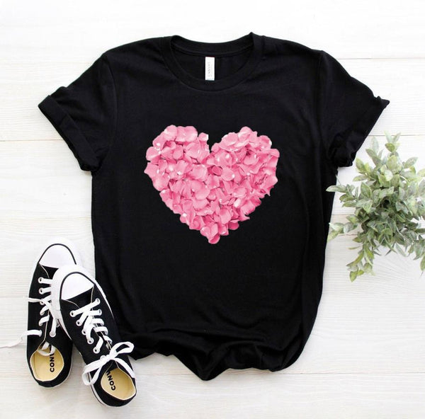 pink heart flower T-shirt