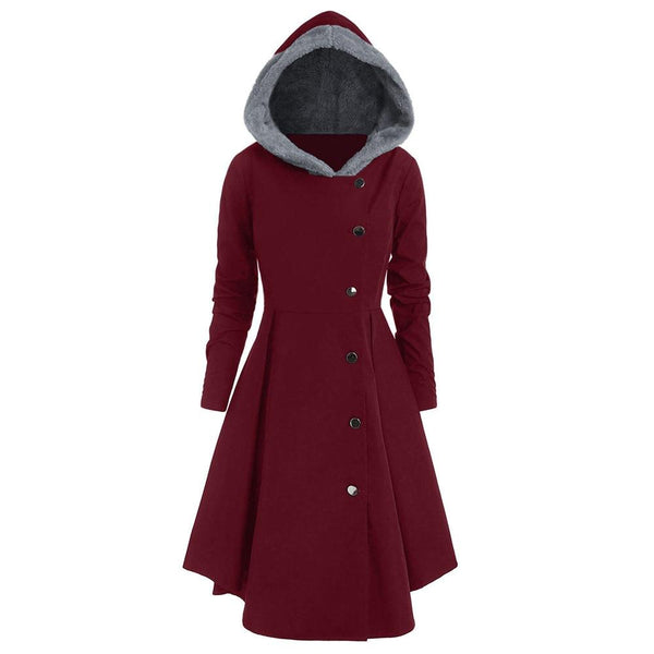 Contrast Hooded Skirted Coat