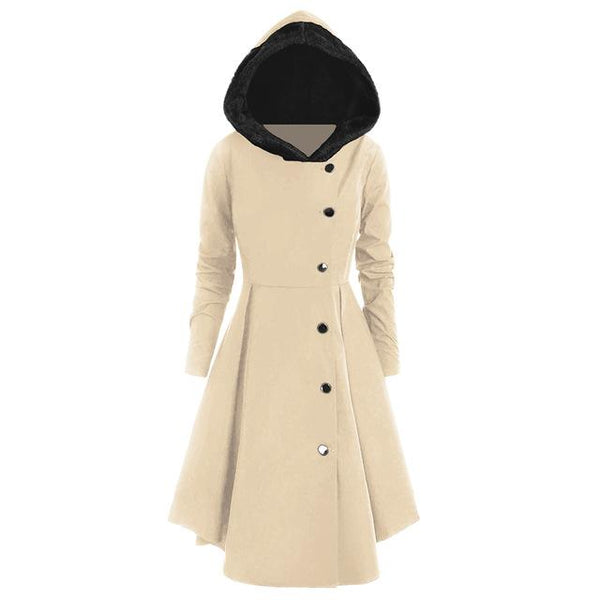 Contrast Hooded Skirted Coat