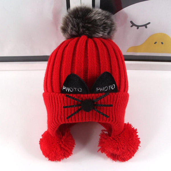 Children's Warm Earmuffs Hat Kitted Beard