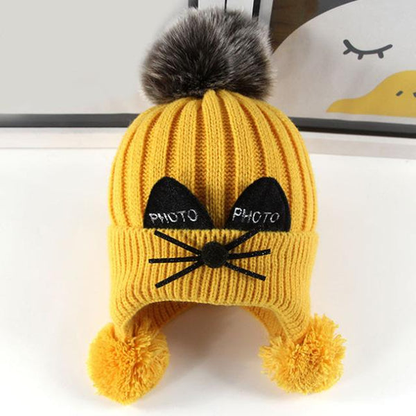 Children's Warm Earmuffs Hat Kitted Beard