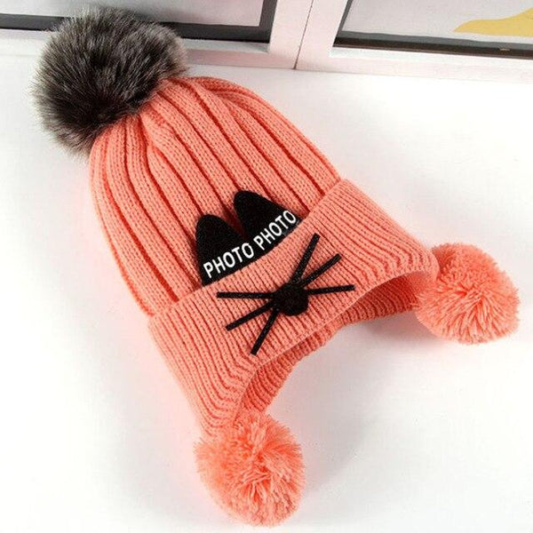 Children's Warm Earmuffs Hat Kitted Beard