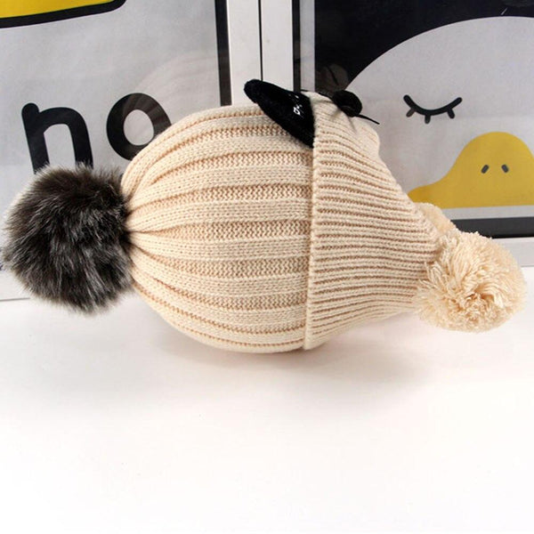 Children's Warm Earmuffs Hat Kitted Beard