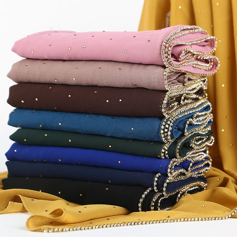 Luxury Drling Pearl Chiffon Head Scarf
