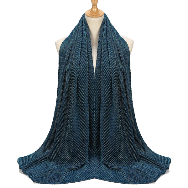 Shinny Jersey Scarf Pleated Crinkle