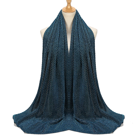 Shinny Jersey Scarf Pleated Crinkle