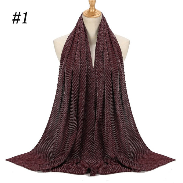 Shinny Jersey Scarf Pleated Crinkle