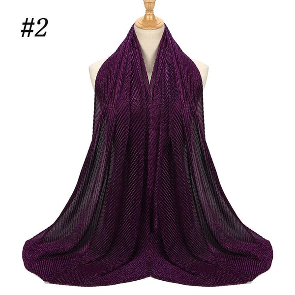 Shinny Jersey Scarf Pleated Crinkle
