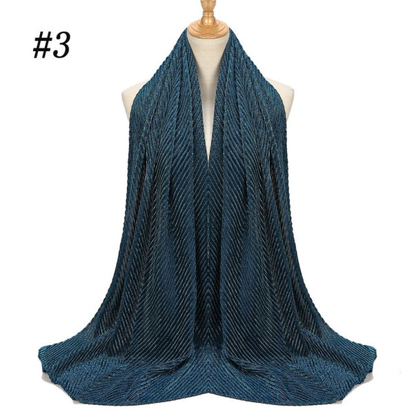 Shinny Jersey Scarf Pleated Crinkle