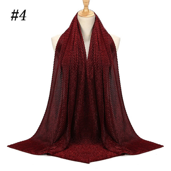 Shinny Jersey Scarf Pleated Crinkle