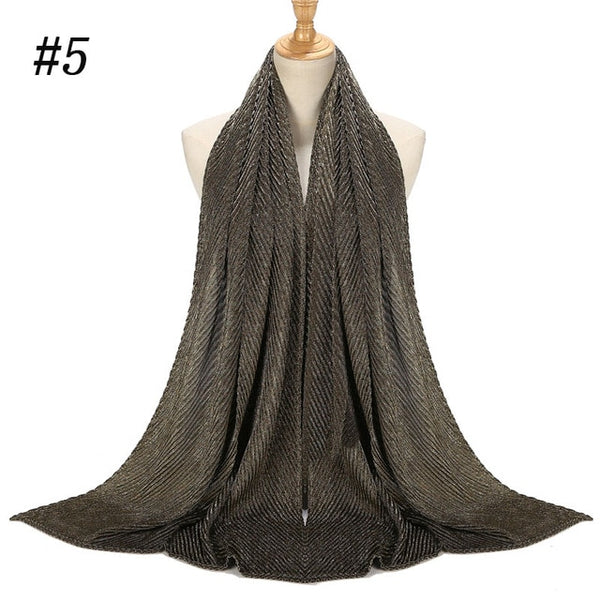 Shinny Jersey Scarf Pleated Crinkle