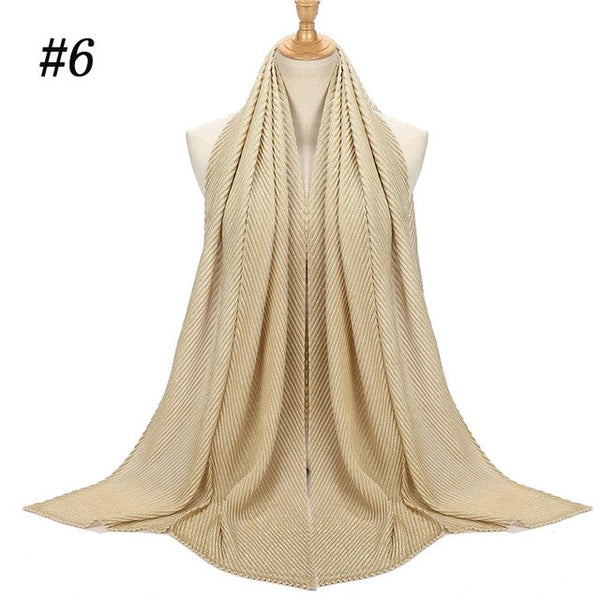 Shinny Jersey Scarf Pleated Crinkle