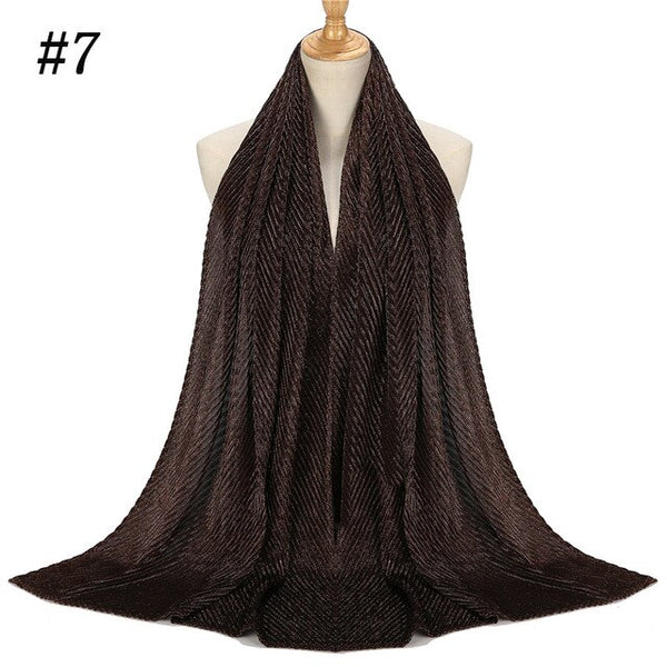 Shinny Jersey Scarf Pleated Crinkle