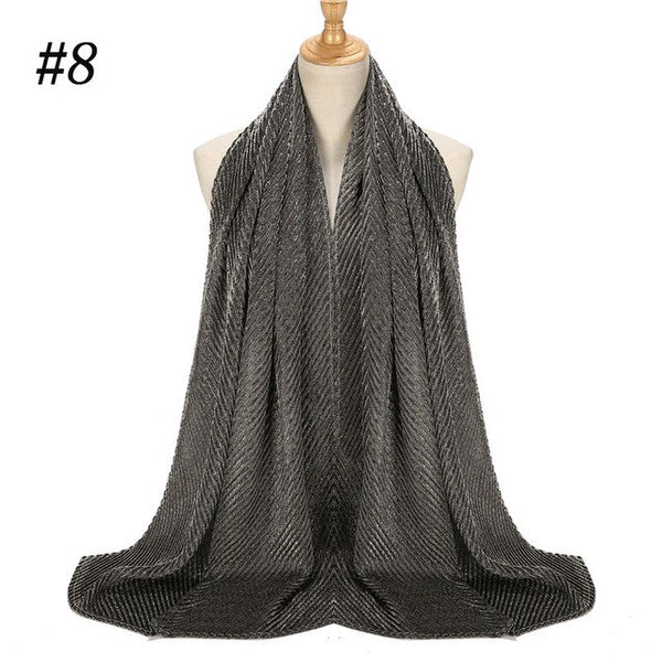 Shinny Jersey Scarf Pleated Crinkle