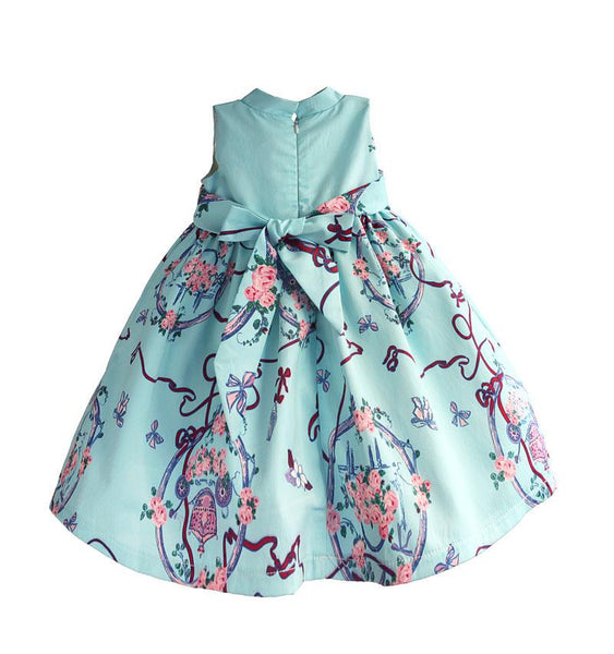 Chinese Style Girls Dresses Light Blue