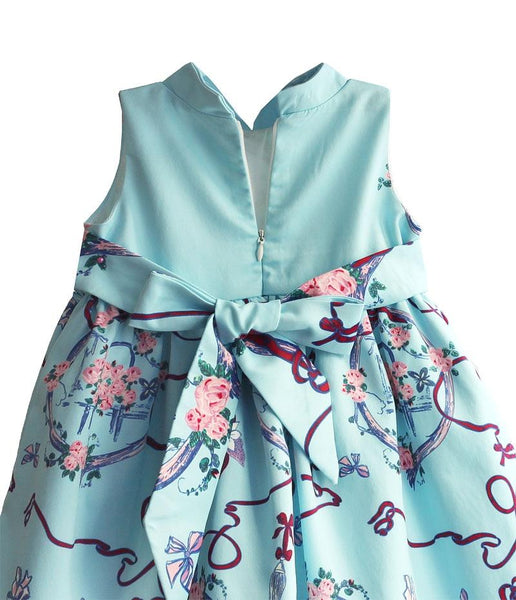 Chinese Style Girls Dresses Light Blue
