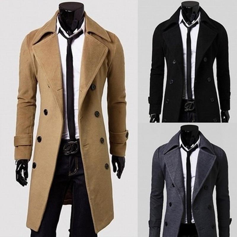 Slim Men Wool Trench Coat