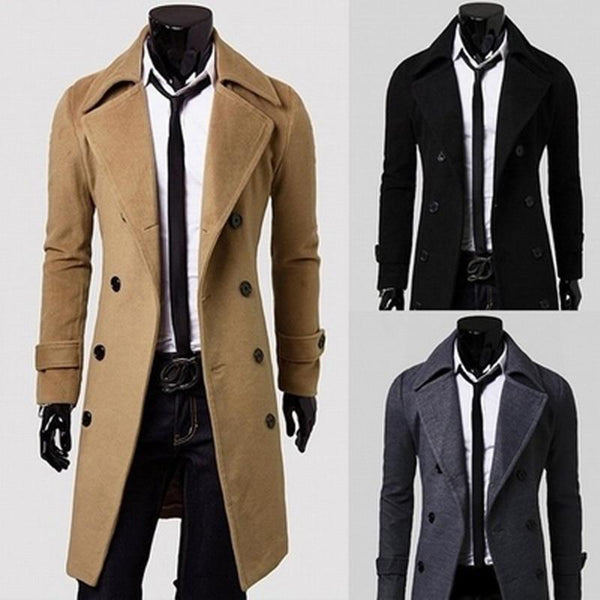 Slim Men Wool Trench Coat