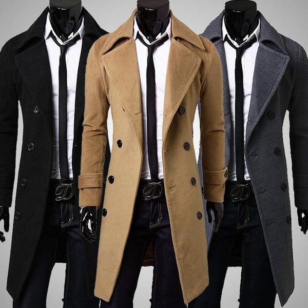 Slim Men Wool Trench Coat